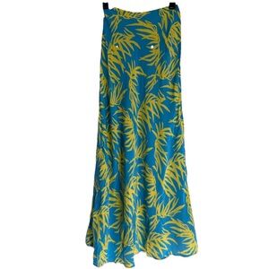 Lilly Pulitzer Vintage Skirt 100% Silk Blue  Yellow Leaf Print 25 Inch Waist